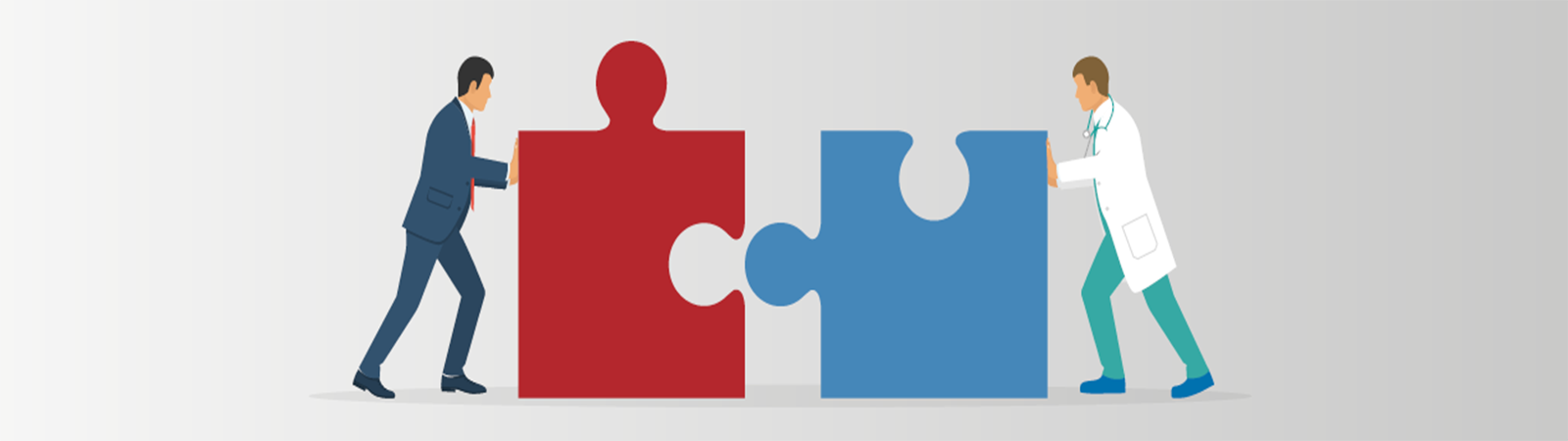 Amministrativo e Sanitario che uniscono due parti di un puzzle