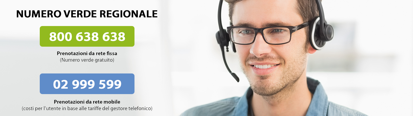 Operatore di call center e informazioni per la prenotazione