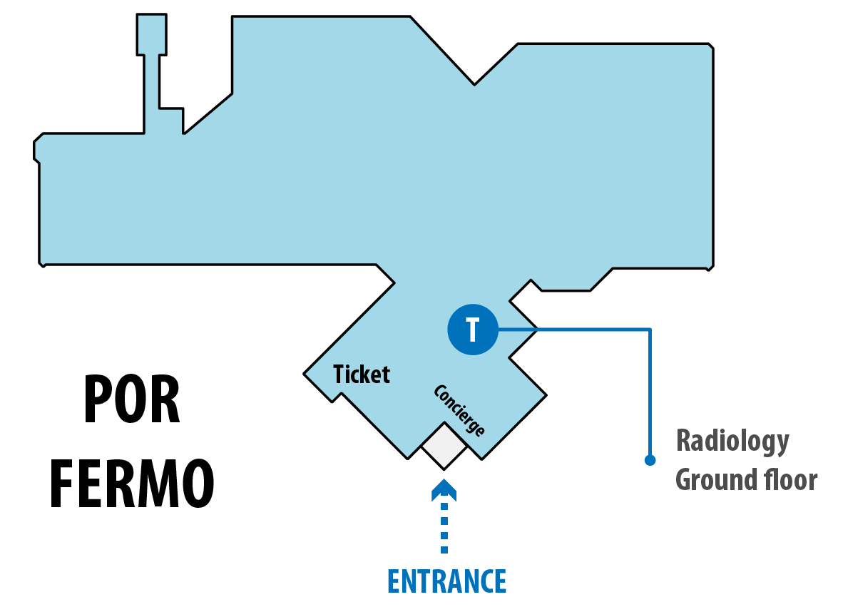 Map of the Hospital of Fermo with the location of the Diagnostic Imaging, Clinic and Interventional Radiology