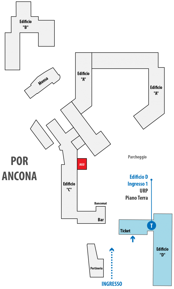 Piantina URP - edificio D, ingresso 1, piano terra